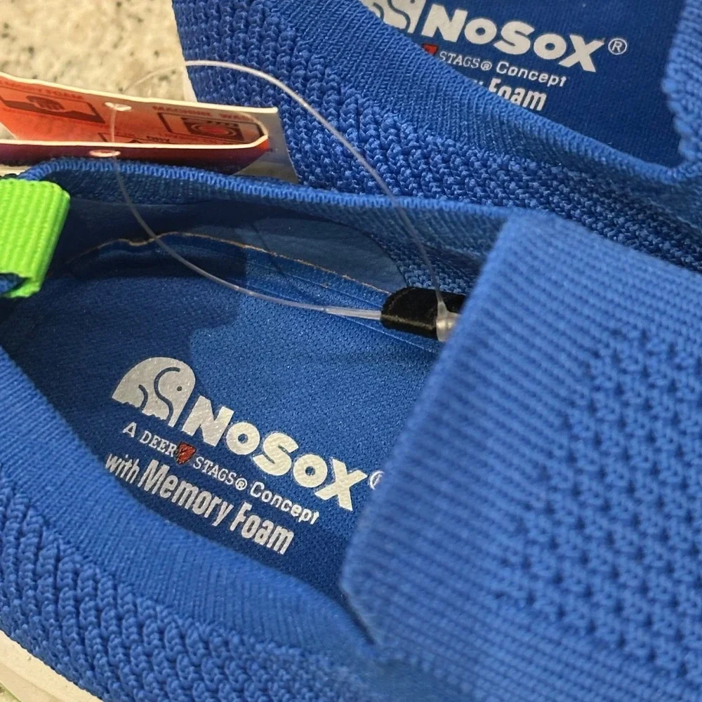 NoSoX Eddy‎ Jr Kids Slip On Sneakers Blue Mesh Lightweight Memory Foam Size 1